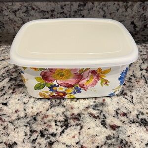 Mackenzie-Childs White Flower Market Storage Container w/ Lid. PLEASE READ!